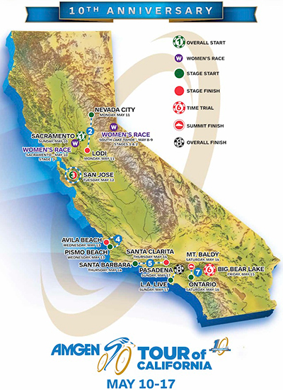 2015 Tour of California map